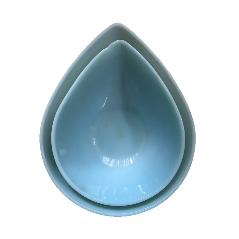 Vintage Fire-King Turquoise Splash Proof Nesting Mixing Bowls Set of 2 — 1 Chip